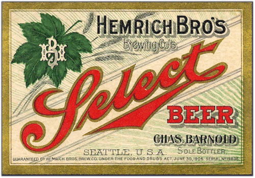 Hemrich Bro's Select Beer label - image