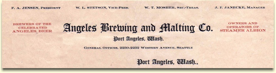 Angeles Brewing & Malting Co letterhead, c.1909