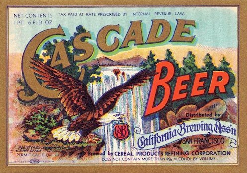 Cascade Beer label U-Permit c.1933