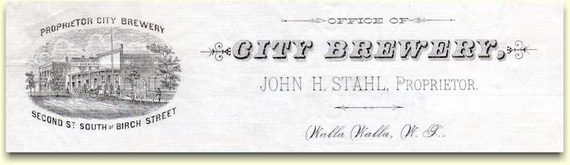 Stahl's City Brewery letterhead, c.1884