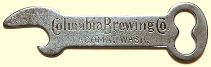 Columbia Brewing Co. bottle cap lifter, c.1910