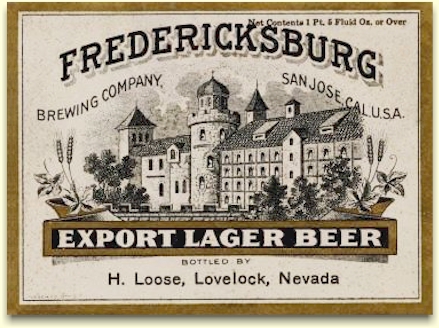 Fredericksburg Export Lager label from Nev.