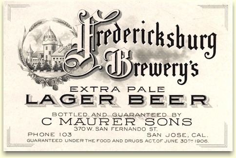 Frederiskcburg Lager Beer label, C. Maurer & Sons