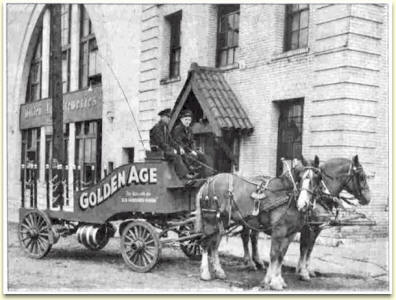 Golden Age horse-drawn delivery wagon