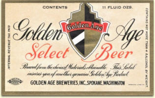 Golden Age Select Beer steinie label 1938