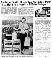 Sep '34 article on Rheinlander half-gal drafft beer.