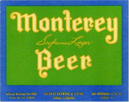 Monterey Beer label, c.1934 - image