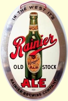 Rainier Old Stock Ale aluminum sign, c.1938 - image