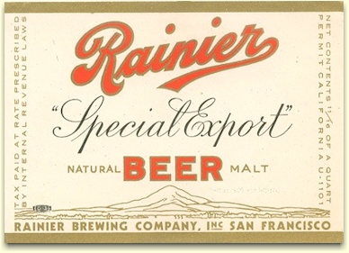 Rainier Special Export Beer label, c.1935 - image