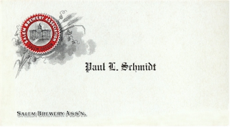 Calling card of Paul L. Schmidt, Salem Brg. Ass'n. - image