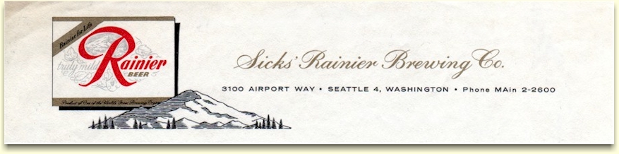 Sicks' Rainier Brewing Co. letterhead, c.1963