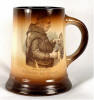 3-B mug with image of monk drawing a mug of beer.
