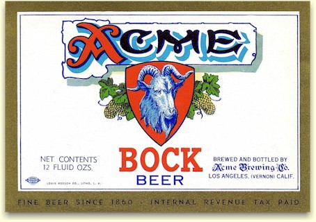 Acme Beer Label San Francisco Blitz Weinhard Company Portland Oregon 