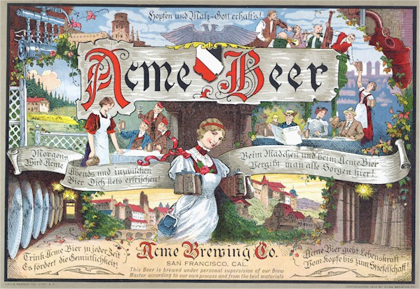 Acme Beer trade mark label c. 1914 - image
