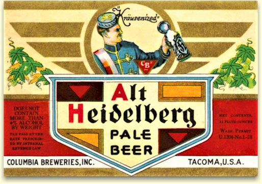 Alt Heidelberg Pale Beer label c.1935
