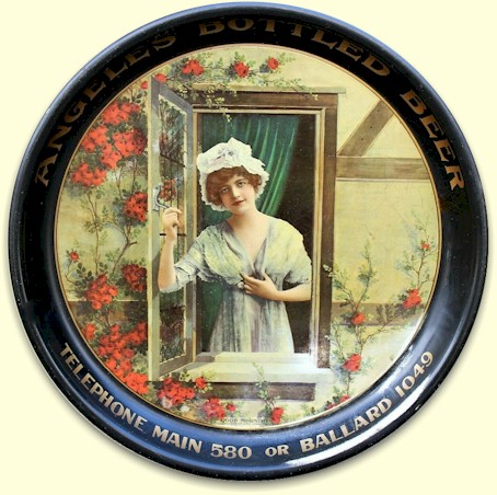 Angeles Brewing Co. beer tray c.1914