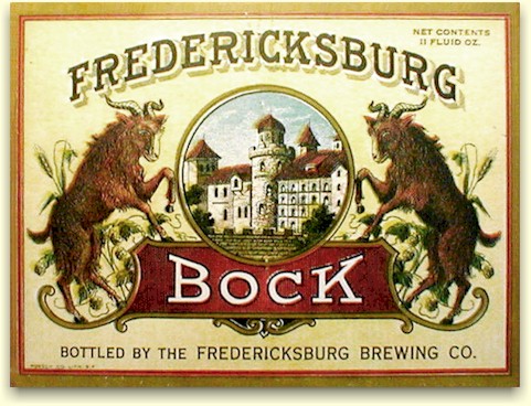 Fredericksburg Bock Beer label, ca.1912