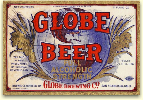 Globe Beer label ca.1933