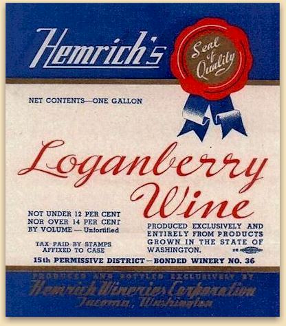 Hemrich's Loganberry wine label