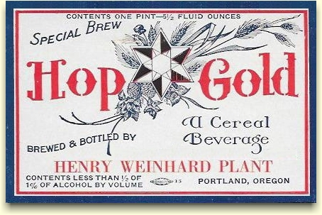 Weinhard Plant near-beer label - Hop Gold