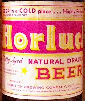 Horluck Draught Beer label, 22 oz.