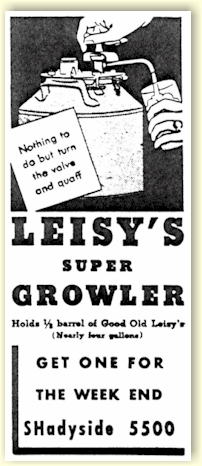 Ad for Leisy beer growler
