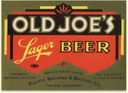 Old Joe's Beer label PB&MCo. San Jose