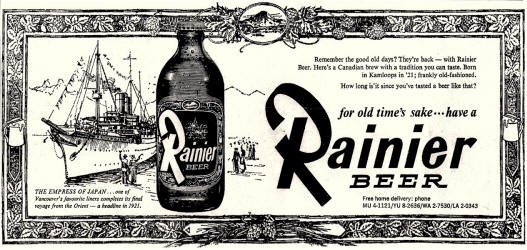 Rainier ad in BC  Sept. 1966