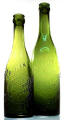 Green, crown top Rainier bottles