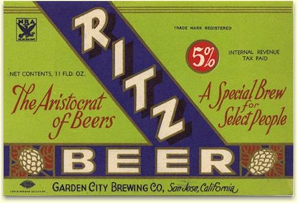 Ritz Beer label PB&MCo. San Jose