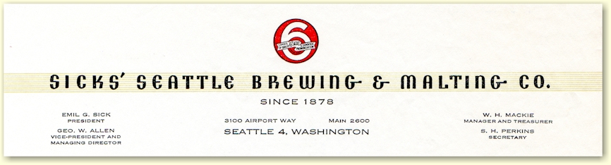 Rainier Brewery letterhead c.1945 - image