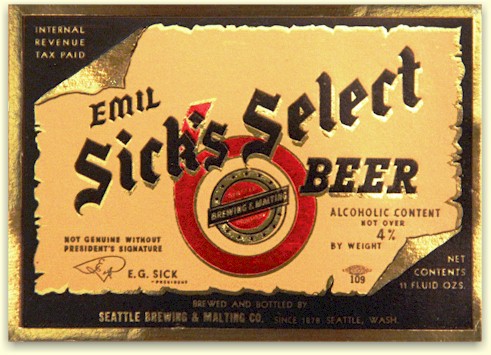 first Sick's Select label, ca.1939